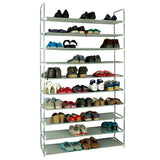 ZUN 100cm Ultra Large Capacity 10 Layers Non-woven Fabrics & Steel Shoe Rack Gray 80450006