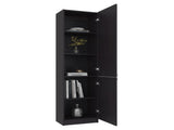 Tall Bookcase 71" H with 2 Doors, Five Interior Shelves, Black Wengue B097P480464