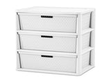 Wide 3 Drawer Tower, Plastic Storage Organizer with Removable Decorative Bins, Easy to Assemble - No 75623775