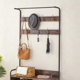 ZUN Coat Rack, Hall Tree with Shoe Rack for Entryway, 3-in-1 Entryway Coat Rack and Storage Rack, with 7 12165732