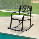 Metal Chair, Outdoor Bench with Cushion, Patio Rocker with Footrest, Weatherproof 25578656