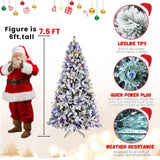Artificial 8ft Flock Christmas Tree with 1793PE/PVC Mixed Branch Tips, 470L warm white lights, 69934052