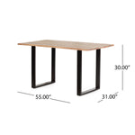 ZUN Dining Table, Black + Natural, 31D x 55W x 30H in 68163.00