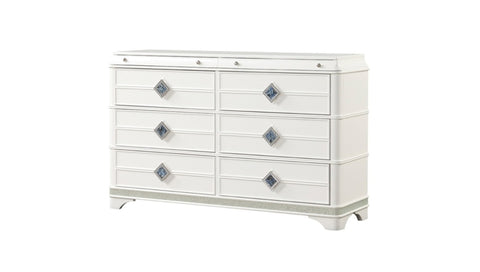 ZUN Laguna Modern Style 6- Drawer Dresser Made with Wood, Hidden Jewlry Drawer and Crystal Accents in B009P270823