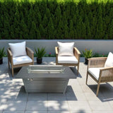 Outdoor 24" Gas Fire Pit Table with Lid Durable Steel Construction B120P365419