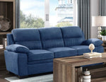 ZUN Comfortable Plush Seating Sofa 1pc Modern Blue Textured Fabric Channel Tufting Solid Wood Frame B011133629