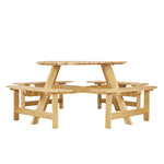 ZUN Outdoor 8 Person Picnic Table, 8 person Round Picnic Table with 4 Built-in Benches, Umbrella Hole, W2275P149764