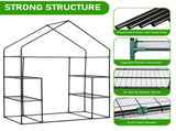 Mini Walk-In Greenhouse with PVC Cover, 4-Shelf Indoor Outdoor Garden Plant Shelves, Roll-Up Zipper 00416149