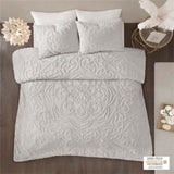 3-Piece Tufted Cotton Chenille Medallion Duvet Cover Set B03597332