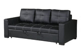 Sectional Sofa Pull out Bed Living Room Couch Black Faux Leather Tufted Convertible Sofa HS00F6530-ID-AHD