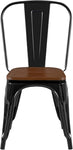 ZUN 2pc Contemporary Aesthetic Modern with Walnut Wooden Seat Industrial Metal Dining Chairs- High Gloss B011P238648