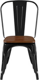 ZUN 2pc Contemporary Aesthetic Modern with Walnut Wooden Seat Industrial Metal Dining Chairs- High Gloss B011P238648