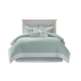 Oversized Cotton Jacquard Comforter Set Aqua Twin B03595759