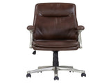 Mid Back Brown Faux Leather Swivel Office Executive Chair, Ergonomic Conference Desk Chair, B011P213328