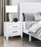 Modern White Finish 1pc Nightstand of 2x Drawers Black Hardware Wooden Bedroom Furniture B011P146407