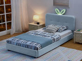 Twin Size Kids Upholstered Bed with Oversized Rabbit Ear Headboard, LED Light & 4 Storage Drawers, W1413P384922