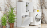 Bathroom Storage Cabinet with Two Laundry Baskets, Storage Cabinet with Doors and Drawer for Home, N759P243350K