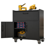 ZUN Sturdy and Durable Metal Tool Cabinet for Garage Wheels - Mobile Heavy-Duty Storage Cabinet T2398P223006