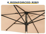 10 x 6.5 FT Square Patio Umbrella, Tilting Outdoor Market Umbrella with 6 Iron Ribs & Iron Pole, 00718129