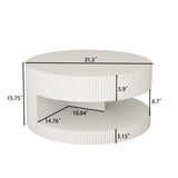 ZUN 31.5'' Round Coffee Table,Modern Center Table with Storage,Vertical Stripe Design Coffee Table for W757P206006