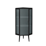 ZUN 22.25'' Floor Coner Cabinet,Three Tiers with Tempered Glass Doors and Storage Shelves for Bathroom, W757P180792