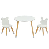 Kids Wood Table and Chairs Set, Toddler Play Table with 2 Chairs, 3 Pieces Children Multi-Activity 92483945