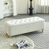 47.24''W Storage Ottoman,Upholstered Velvet Fabric Storage Ottoman with Safety Hinge, gold W579P224702