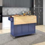 Rolling Mobile Kitchen Island with Drop Leaf - Solid Wood Top, Locking Wheels & Storage Cabinet 52.7 WF287035AAN