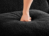 Armless Sofa W/Pillow Teddy Fabric-Black W714P357237