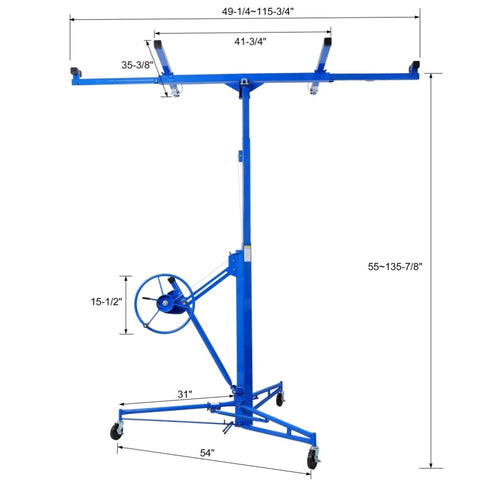 ZUN Drywall Lift Panel 11' Lift Drywall Panel Hoist Jack Lifter,BLUE 28837698