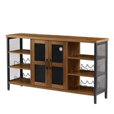 ZUN JHX Industrial Wine Bar Cabinet, Liquor Storage Credenza, Sideboard with Wine Racks & Stemware W116241635