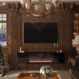 67 in. Black Media TV Stand in High Gloss Paint MDF T3609P347458