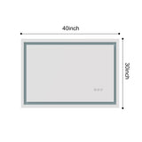 ZUN 40x30 Inch LED Bathroom Mirror with Frontlit and Backlit, Wall Mounted Vanity Mirror with Smart 64837400