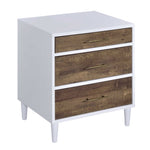 ZUN White and Weathered Oak 3-drawer Accent Table B062P181406