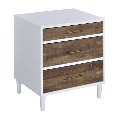 ZUN White and Weathered Oak 3-drawer Accent Table B062P181406