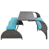 U_STYLE Versatile outdoor loveseat that converts to four seats and a table, suitable for gardens and WF321803AAC