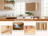Natural 2-Tier Wall Mounted Bathroom Cabinet with Slatted Doors, 60.9620.3250.8cm Adjustable 46749699