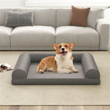 ZUN 36" Orthopedic Dog Bed,Egg-Foam Dog Crate Bed with 3-Side Bolster and Removable Washable Bed 18758361