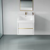 24" Wall-Mounted Bathroom Vanity with Sink, Floating Bathroom Storage Cabinet with Stone Resin W1573P211171