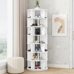 ZUN ON-TREND Φ23.6'' Rotating Shoe Rack Tower, 7-Tier Spinning Shoe Shelf with 5 Grids Per Layer, N721P180790K