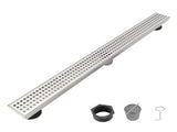 28 Inch Linear Shower Drain with Removable Square Patterned Grate, 304 Stainless Steel with Hair 67953825