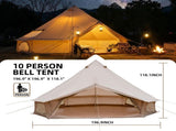 4 Season Bell Tent 16.4FT, Beige Waterproof Glamping Yurt Tent with Stove Jack, Fits 10 People W3636P456648
