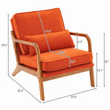 Oak Armrest Oak Upholstered Single Lounge Chair Indoor Lounge Chair Burnt Orange 61240828