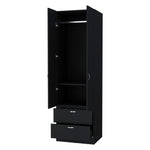 ZUN Black 2-Door 2-Drawer Wardrobe B062P205245