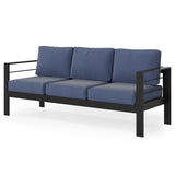 Patio Sofa Aluminum Outdoor Sofa with 3 Seats, All-Weather Metal Outdoor Couch with 5" Thick and B082P232961