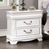 Classic White Color 1pc Nightstand Bedroom Furniture Solid wood Nickel Hanging Pulls 2-Drawers B011P230000