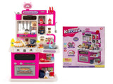 Pink Kids Corner Play Kitchen with Realistic Sounds, Lights & Steam, 95PCS Accessories Pretend 50729014