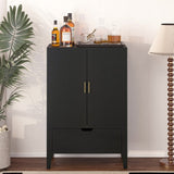 ZUN Lockers,side cabinets,Wine Bar Cabinet,Liquor Storage Credenza,Sideboard with Wine Racks & Stemware W679P151545