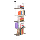 5-Shelf Wood Ladder Bookcase with Metal Frame, Industrial 5-Tier Modern Ladder Shelf Wood 77969360
