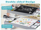 3-in-1 Kids Table & 2 Chairs Set, Double-Sided Chalkboard Whiteboard Activity Table for 28201545